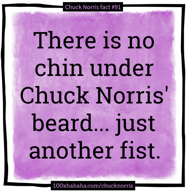 There is no chin under Chuck Norris' beard... just another fist.