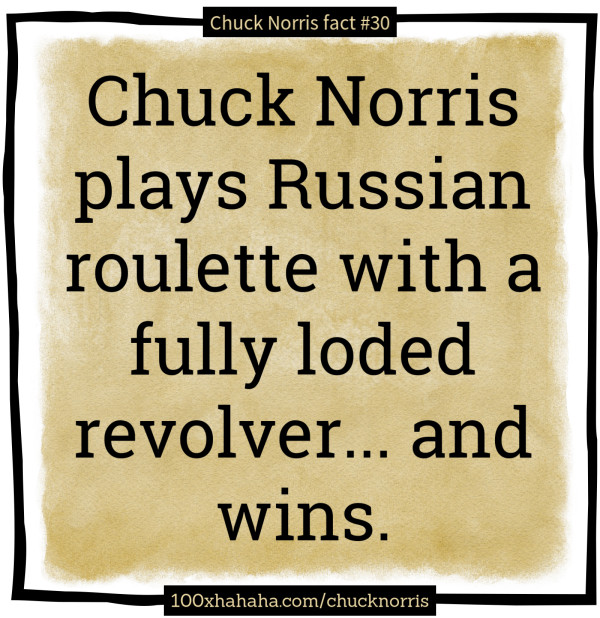 Chuck Norris plays Russian roulette with a fully loded revolver... and wins.