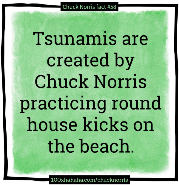 Tsunamis are created by Chuck Norris practicing round house kicks on the beach