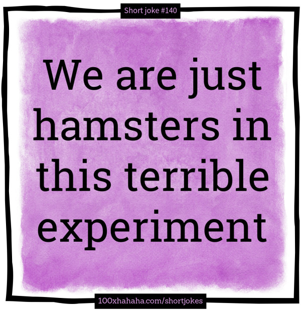 We are just hamsters in this terrible experiment