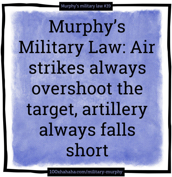 Murphy's Military Law: Air strikes always overshoot the target, artillery always falls short