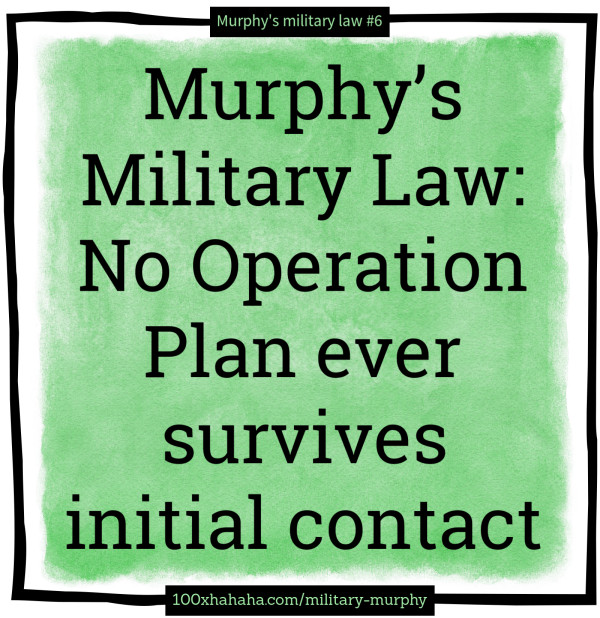 Murphy's Military Law: No Operation Plan ever survives initial contact