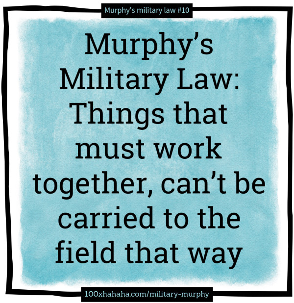 Murphy's Military Law: Things that must work together, can't be carried to the field that way