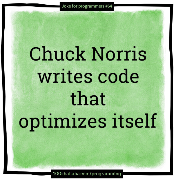Chuck Norris writes code that optimizes itself