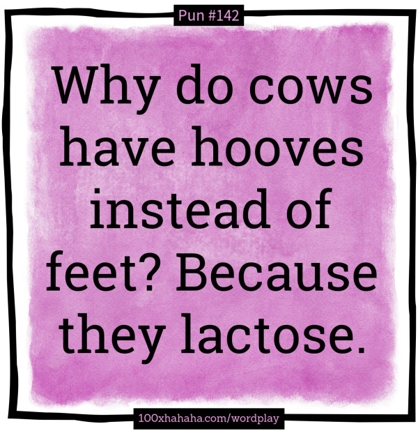 Why do cows have hooves instead of feet? Because they lactose.