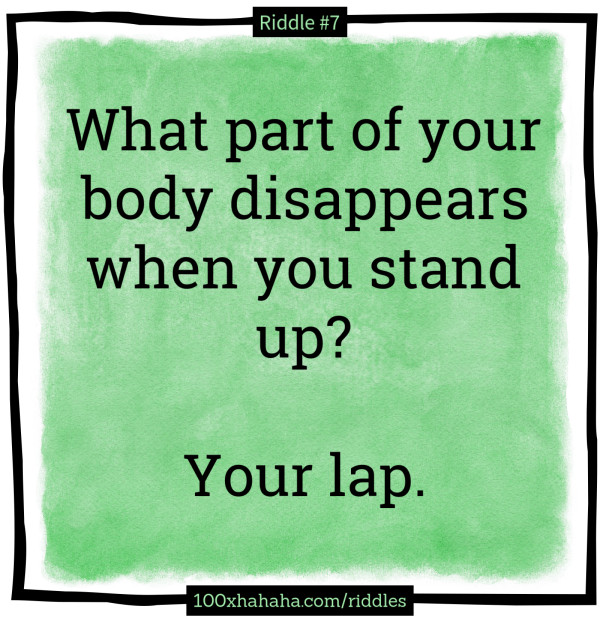 What part of your body disappears when you stand up? / / Your lap.