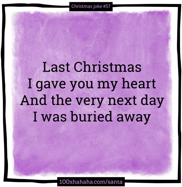 Last Christmas / I gave you my heart / And the very next day / I was buried away