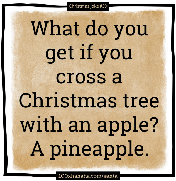 What do you get if you cross a Christmas tree with an apple? A pineapple.