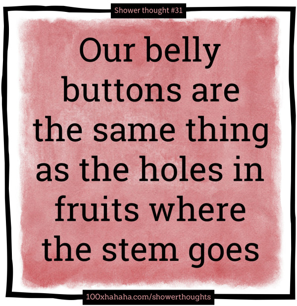 Our belly buttons are the same thing as the holes in fruits where the stem goes