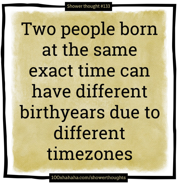 Two people born at the same exact time can have different birthyears due to different timezones