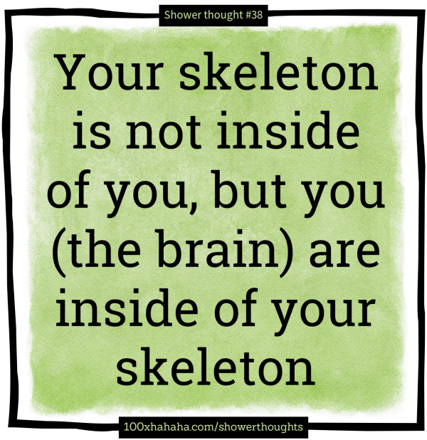 Your skeleton is not inside of you, but you (the brain) are inside of your skeleton
