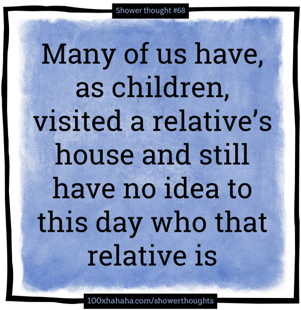 Many of us have, as children, visited a relative's house and still have no idea to this day who that relative is