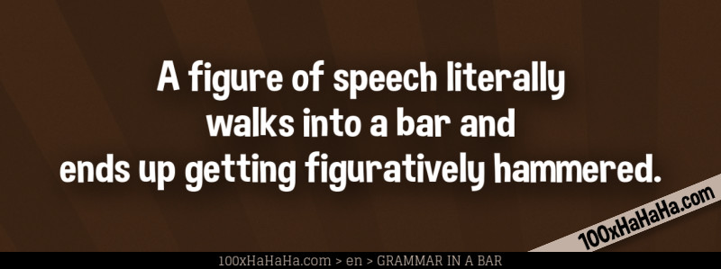 A figure of speech literally walks into a bar and ends up getting figuratively hammered.