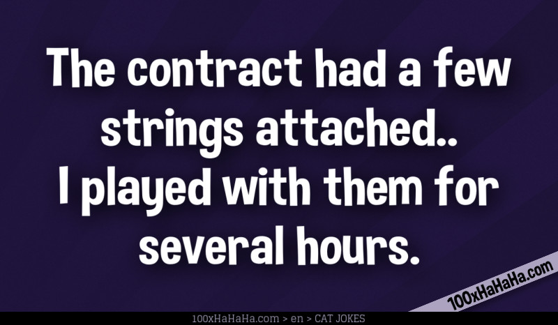 The contract had a few strings attached.. I played with them for several hours.