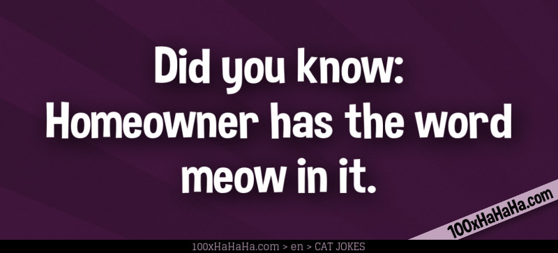Did you know: Homeowner has the word meow in it.