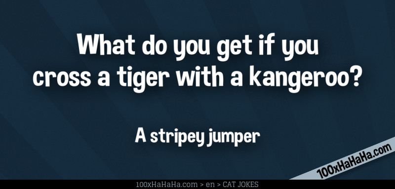 What do you get if you cross a tiger with a kangeroo? / / A stripey jumper