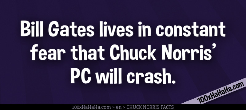 Bill Gates lives in constant fear that Chuck Norris' PC will crash