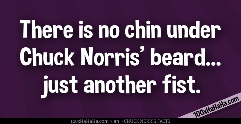 There is no chin under Chuck Norris' beard... just another fist.