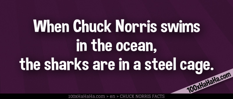 When Chuck Norris swims in the ocean, the sharks are in a steel cage