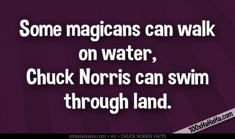 Some magicans can walk on water, Chuck Norris can swim through land.
