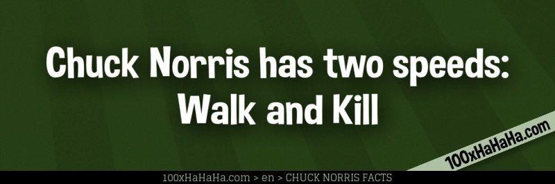 Chuck Norris has two speeds: Walk and Kill