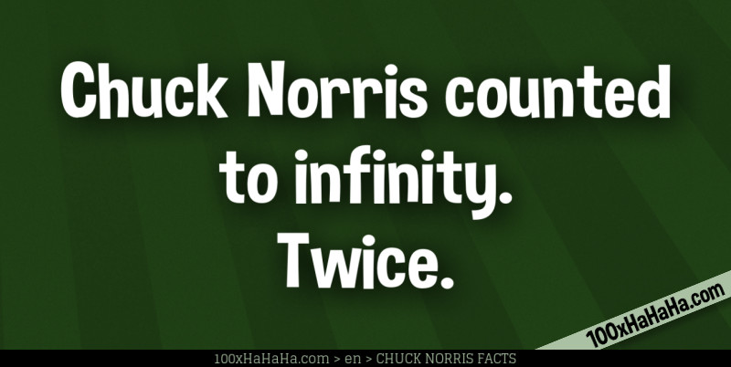 Chuck Norris counted to infinity. Twice.