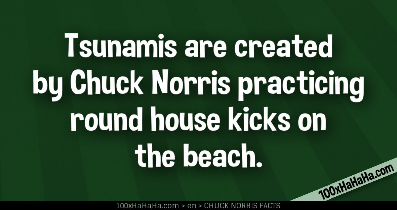 Tsunamis are created by Chuck Norris practicing round house kicks on the beach