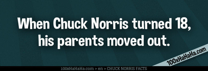 When Chuck Norris turned 18, his parents moved out