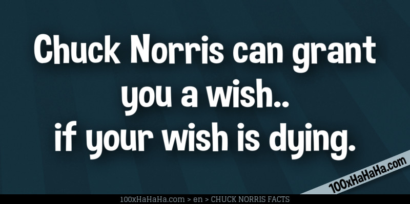 Chuck Norris can grant you a wish.. if your wish is dying