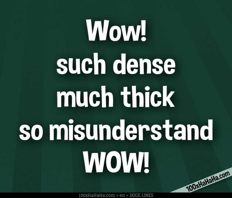Wow! / such dense / much thick / so misunderstand / WOW!