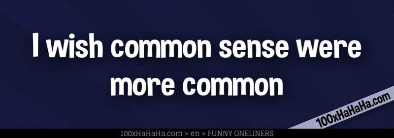 I wish common sense were more common