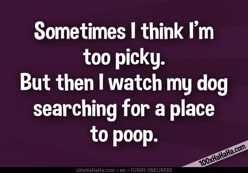 Sometimes I think I'm too picky. But then I watch my dog searching for a place to poop.