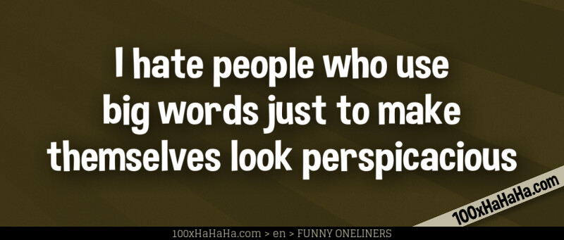 I hate people who use big words just to make themselves look perspicacious