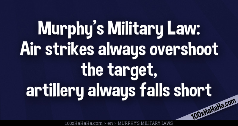 Murphy's Military Law: Air strikes always overshoot the target, artillery always falls short