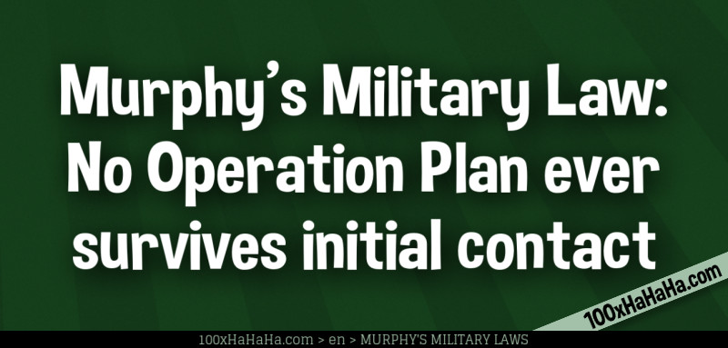 Murphy's Military Law: No Operation Plan ever survives initial contact