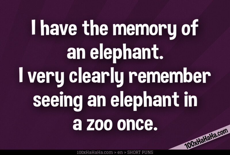 I have the memory of an elephant. I very clearly remember seeing an elephant in a zoo once.