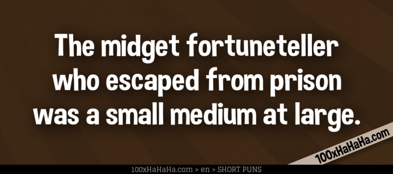 The midget fortuneteller who escaped from prison was a small medium at large.