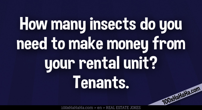 How many insects do you need to make money from your rental unit? Tenants.