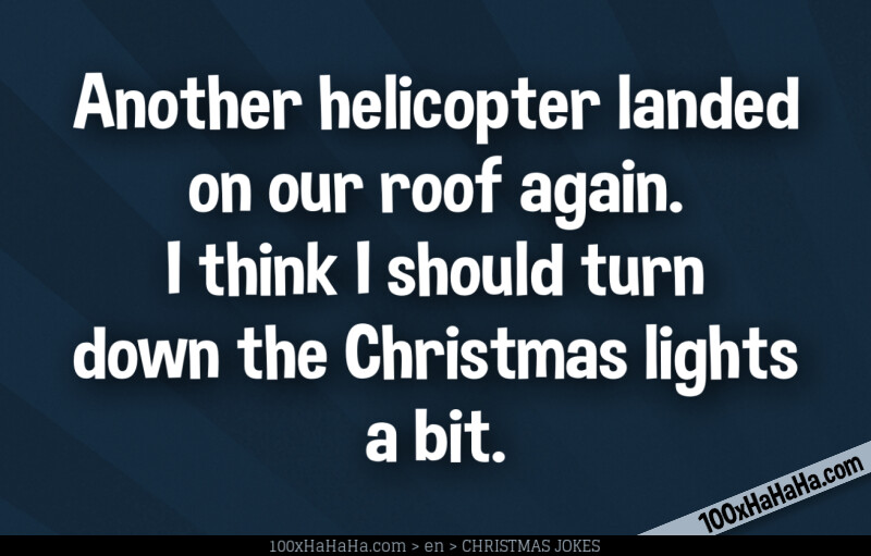 Another helicopter landed on our roof again. I think I should turn down the Christmas lights a bit.