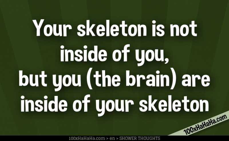 Your skeleton is not inside of you, but you (the brain) are inside of your skeleton