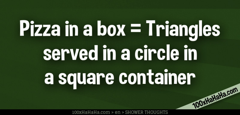 Pizza in a box = Triangles served in a circle in a square container