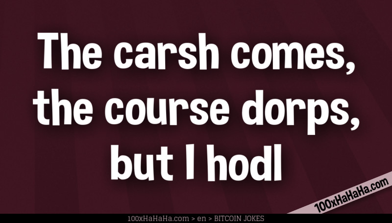 The carsh comes, the course dorps, but I hodl