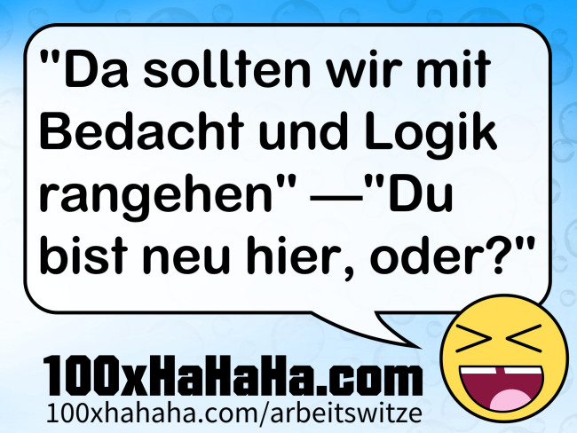 "Da sollten wir mit Bedacht und Logik rangehen" —"Du bist neu hier, oder?"