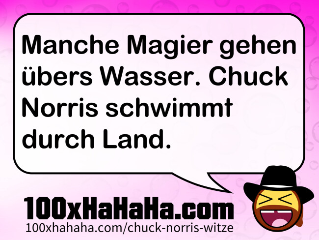 Manche Magier gehen uebers Wasser. Chuck Norris schwimmt durch Land.
