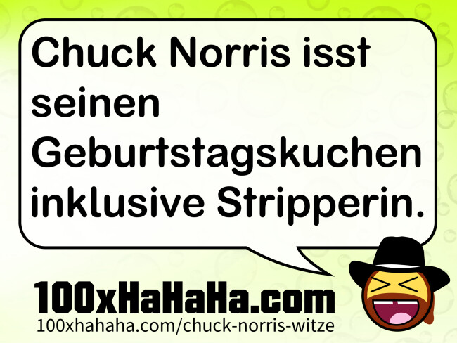 Chuck Norris isst seinen Geburtstagskuchen inklusive Stripperin.