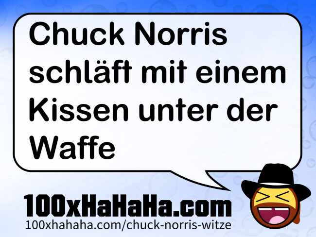 Chuck Norris schlaeft mit einem Kissen unter der Waffe