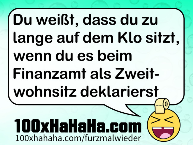 Du weisst, dass du zu lange auf dem Klo sitzt, wenn du es beim Finanzamt als Zweitwohnsitz deklarierst