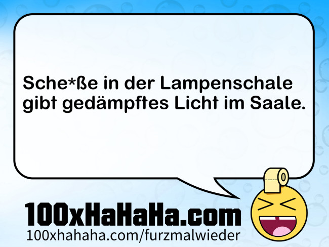 Sche*sse in der Lampenschale / gibt gedaempftes Licht im Saale.