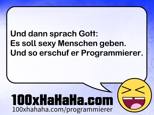 Und dann sprach Gott: / Es soll sexy Menschen geben. / Und so erschuf er Programmierer.