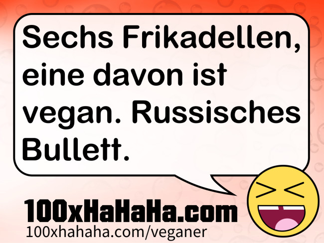 Sechs Frikadellen, eine davon ist vegan. Russisches Bullett.